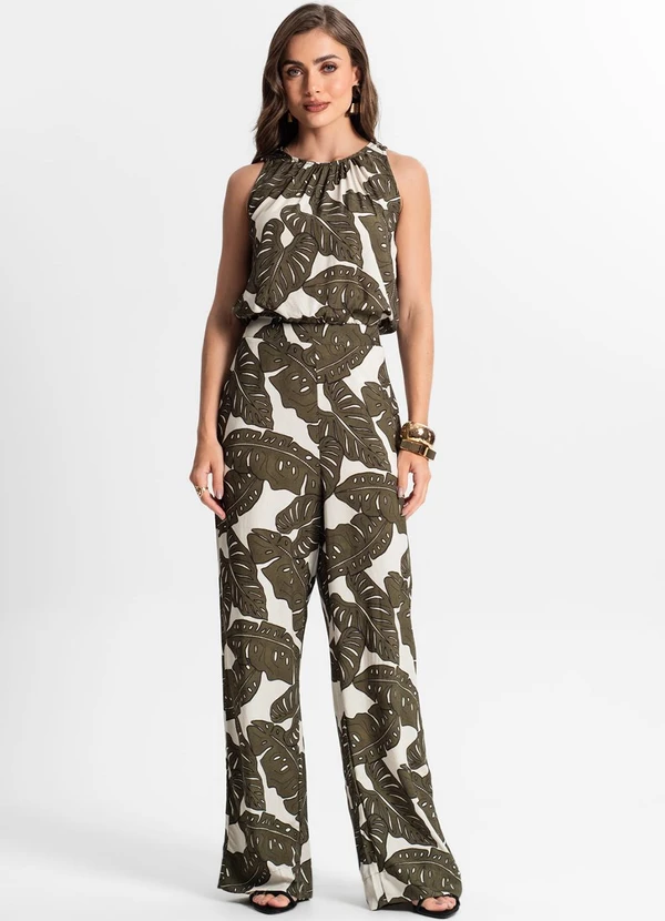 Endless - Calça Feminina Pantalona Estampada Verde 3