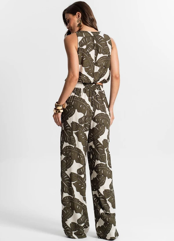 Endless - Calça Feminina Pantalona Estampada Verde 4