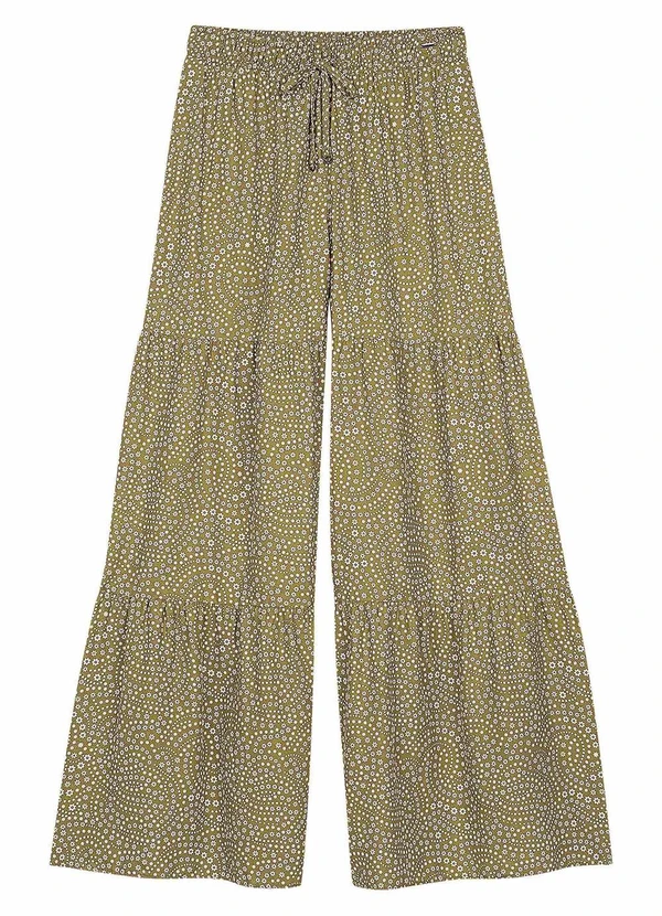 Marialícia - Calça Feminina Pantalona Floral Verde 3