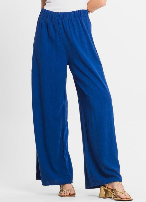 Select - Calça Feminina Pantalona Lisa Azul