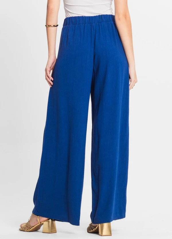 Select - Calça Feminina Pantalona Lisa Azul 2