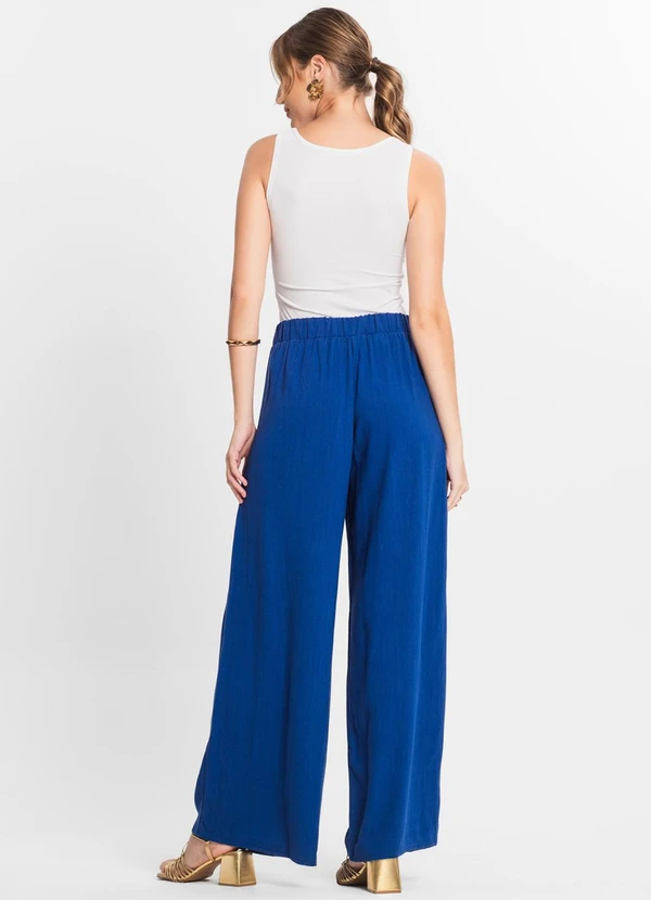 Select - Calça Feminina Pantalona Lisa Azul 4