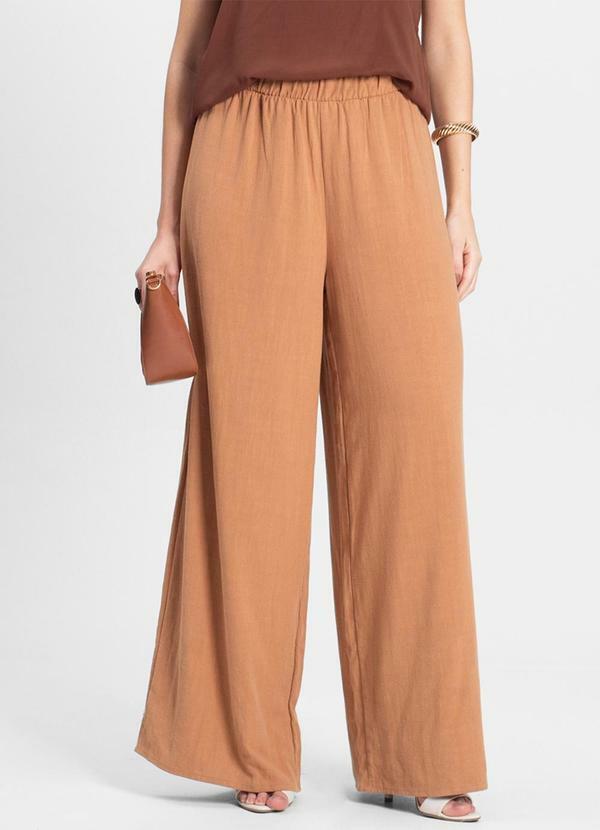 Select - Calça Feminina Pantalona Lisa Marrom