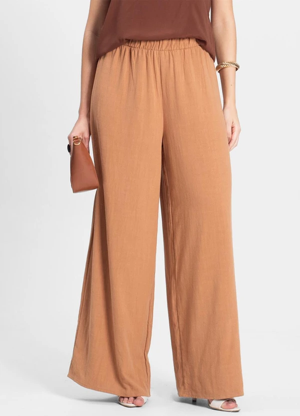 Select - Calça Feminina Pantalona Lisa Marrom