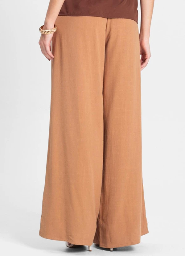 Select - Calça Feminina Pantalona Lisa Marrom 2