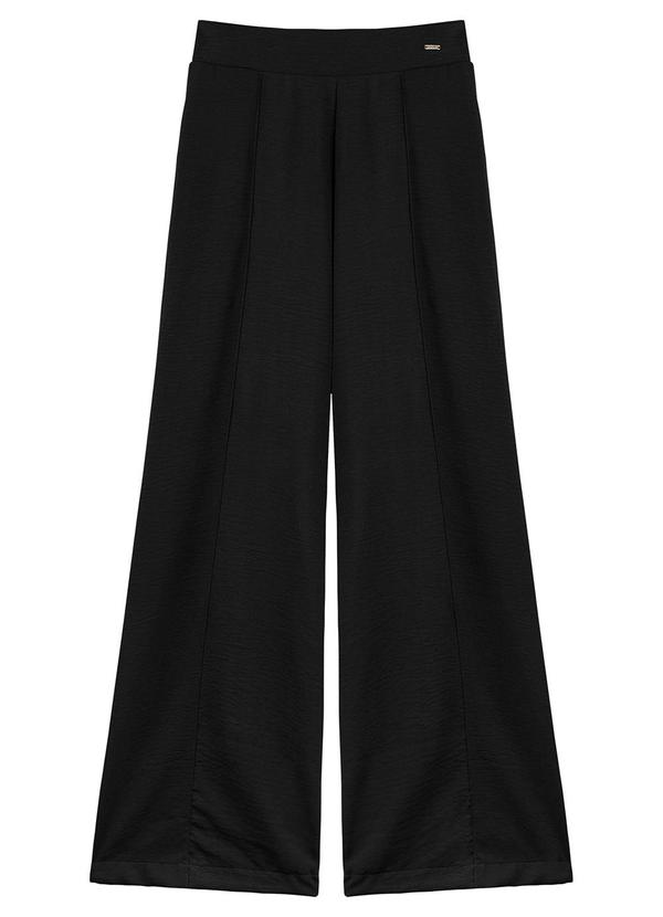 Marialícia - Calça Feminina Pantalona Lisa Preto