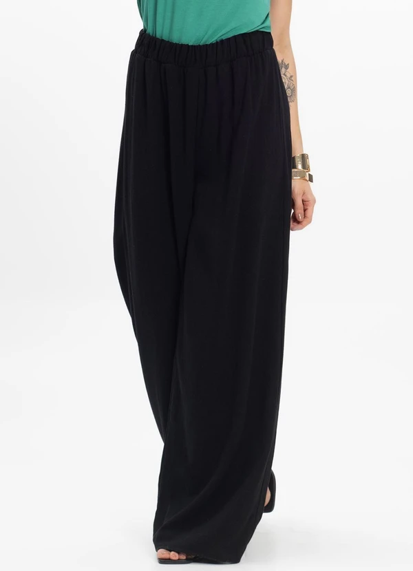 Select - Calça Feminina Pantalona Lisa Preto