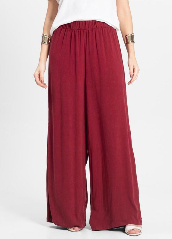 Select - Calça Feminina Pantalona Lisa Vermelho 4