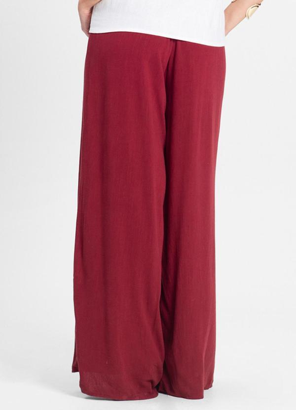 Select - Calça Feminina Pantalona Lisa Vermelho 3