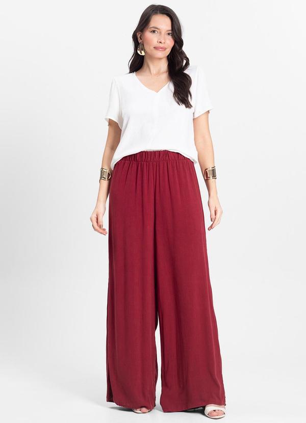 Select - Calça Feminina Pantalona Lisa Vermelho 5