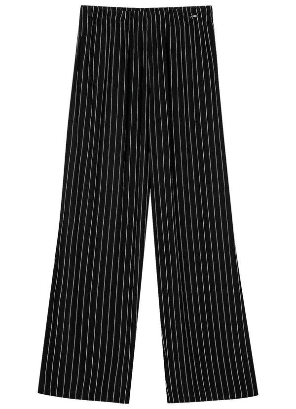 Marialícia - Calça Feminina Pantalona Listrada Preto 5