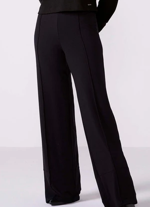 Marialícia - Calça Feminina Pantalona Moletinho Preto - MARIALÍCIA