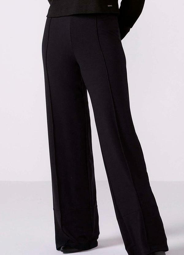 Marialícia - Calça Feminina Pantalona Moletinho Preto