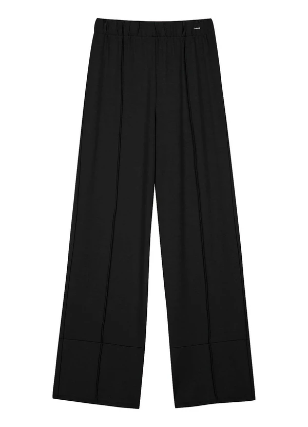 Marialícia - Calça Feminina Pantalona Moletinho Preto 3