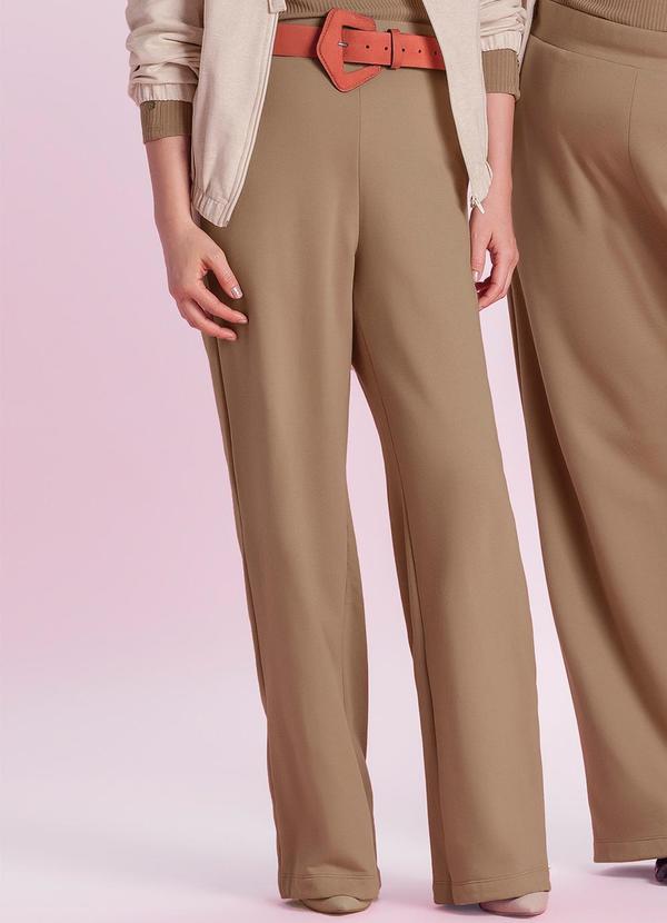 Marialícia - Calça Feminina Pantalona Moletom Marrom