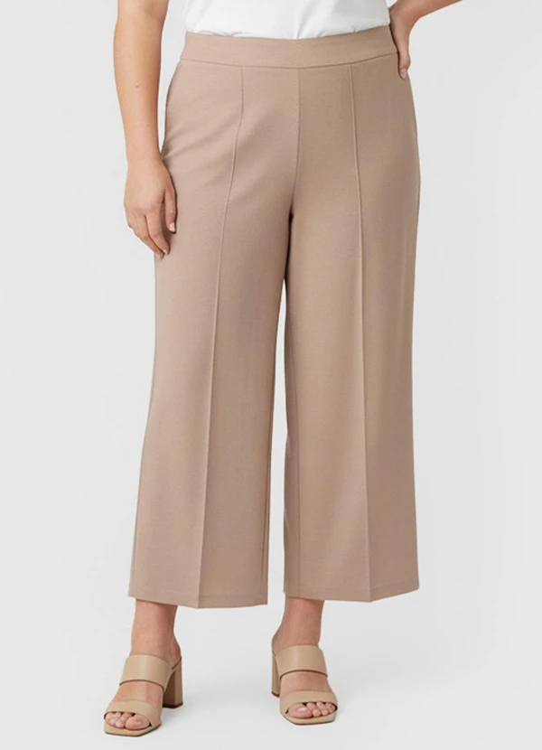 Rovitex - Calça Feminina Pantalona Plus Size Renaluci Bege