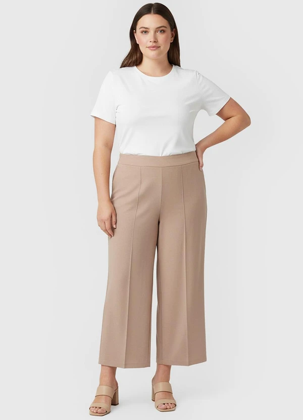 Rovitex - Calça Feminina Pantalona Plus Size Renaluci Bege 3