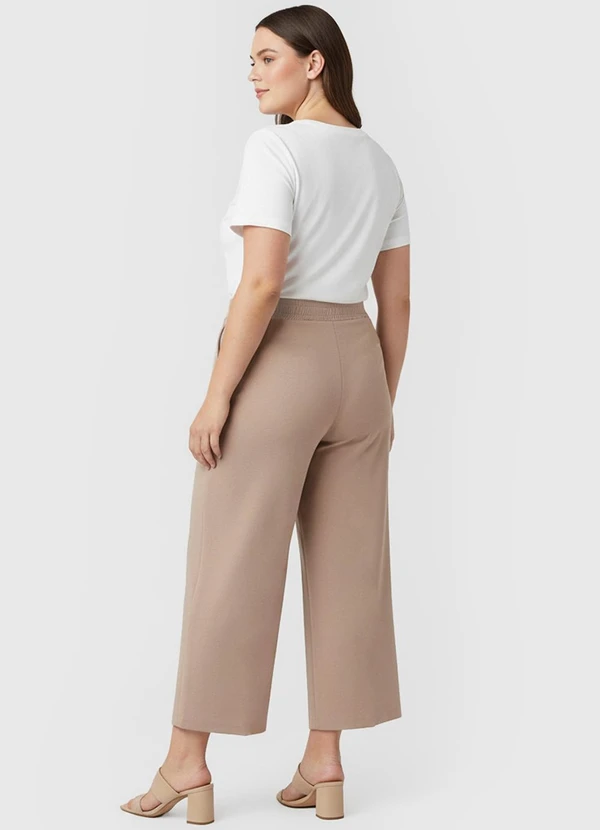 Rovitex - Calça Feminina Pantalona Plus Size Renaluci Bege 4