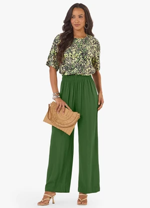 Rovitex - Calça Feminina Pantalona Tecido Viscose Verde - ROVITEX