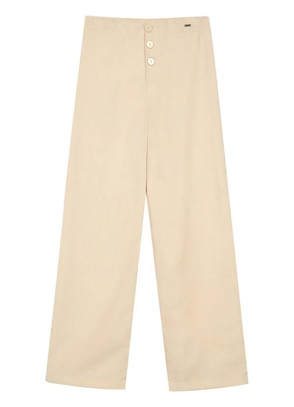 Marialícia - Calça Feminina Pantalona Veludo Bege 3