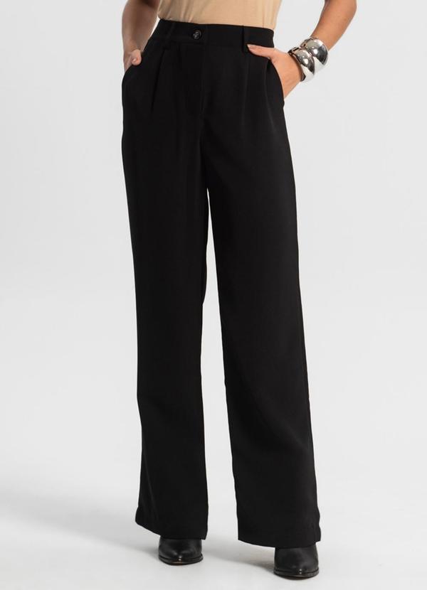 Rovitex - Calça Feminina Reta em Alfaiataria Preto