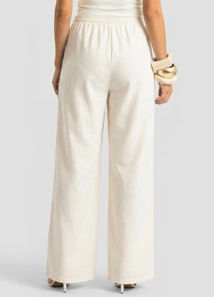 Dianna - Calça Feminina Shape Pantalona em Linho Bege - DIANNA