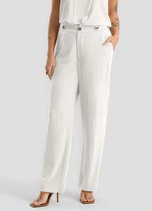 Dianna - Calça Feminina Tecido Linho Strong Branco - DIANNA