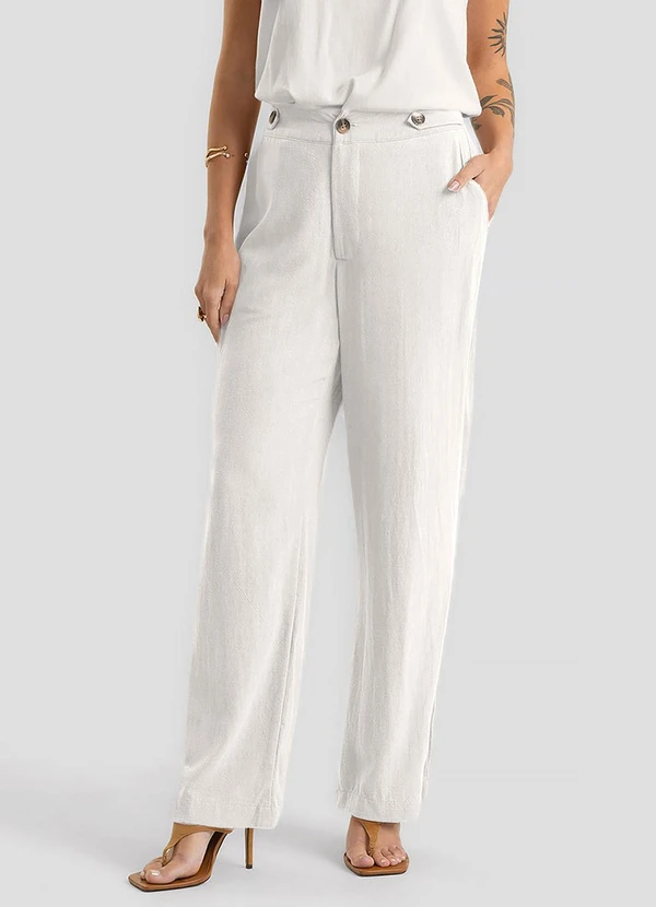 Dianna - Calça Feminina Tecido Linho Strong Branco