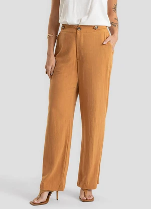 Dianna - Calça Feminina Tecido Linho Strong Marrom - DIANNA