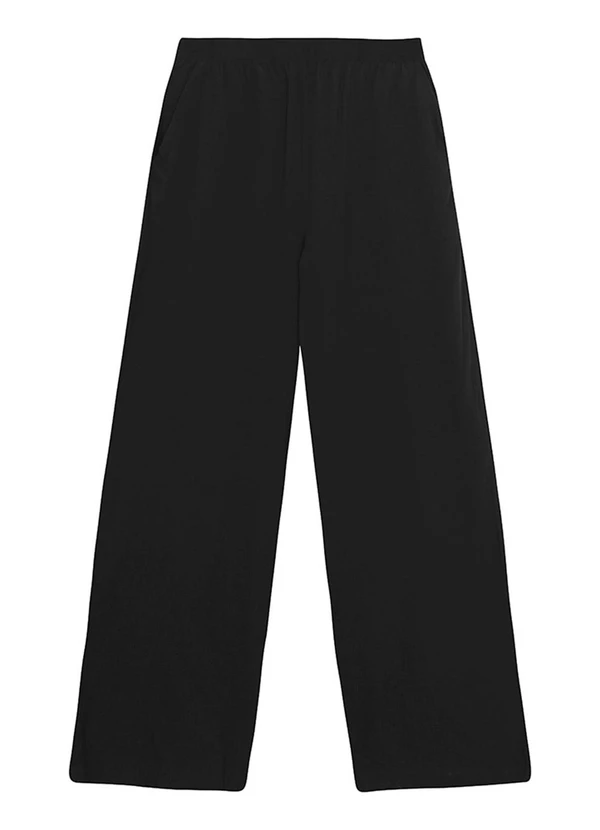Malwee - Calça Feminina Wide Leg em Viscose Preto