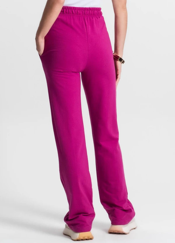 Select - Calça Feminina Wide Leg Moletinho com Bolso Rosa 2