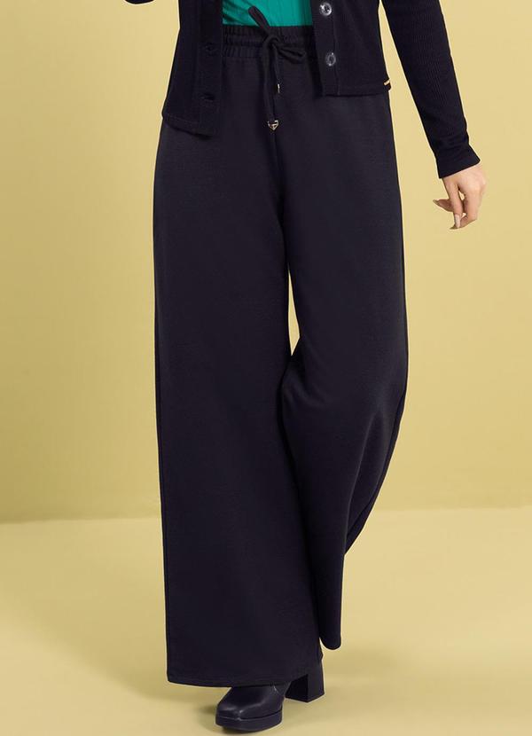 Cativa - Calça Feminina Wide Leg Peluciada Preto