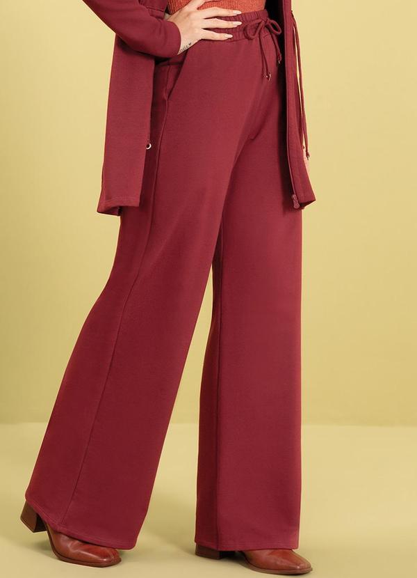 Cativa - Calça Feminina Wide Leg Peluciada Vermelho
