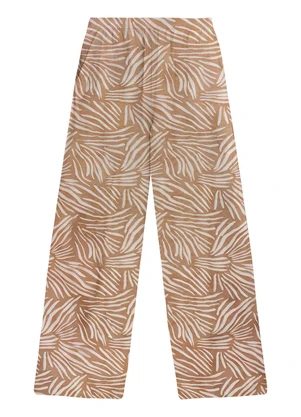 Malwee - Calça Feminina Wide Leg Tropical em Viscose Bege - MALWEE