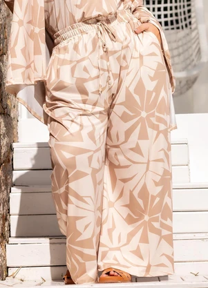 Quintess - Calça Floral Abstrato em Malha Crepe - QUINTESS