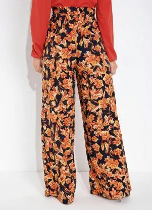Outlet - Calça Floral Amarela com Bolsos - OUTLET
