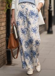 Cala Floral Grande Azul em Linho