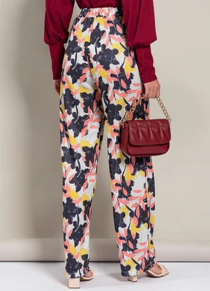 Moda Pop - Calça Floral Grande em Jersey Acetinado - MODA POP