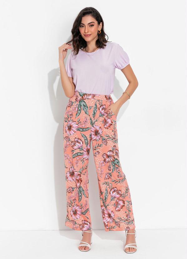 Outlet - Calça Floral Pantalona com Bolsos 3