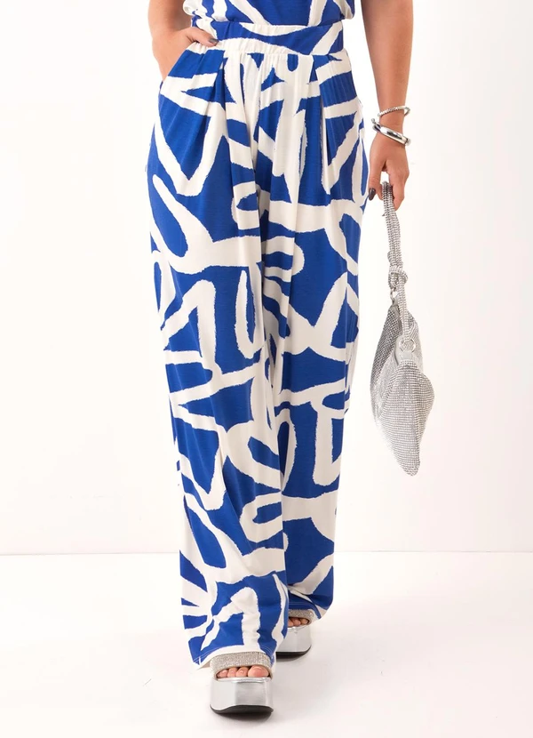 Quintess - Calça Floral Pincelado em Malha de Viscose 10