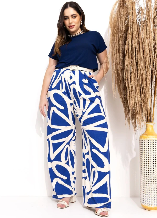 Quintess - Calça Floral Pincelado em Malha de Viscose 7