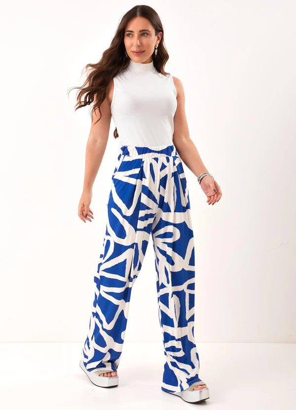 Quintess - Calça Floral Pincelado em Malha de Viscose 6
