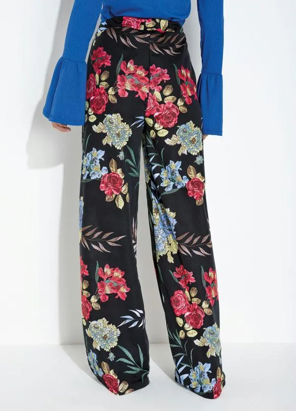 Moda Pop - Calça Floral Preto Cintura Alta 2