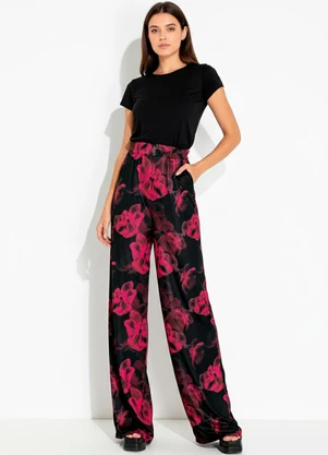 Moda Pop - Calça Floral Preto com Bolsos Funcionais - MODA POP