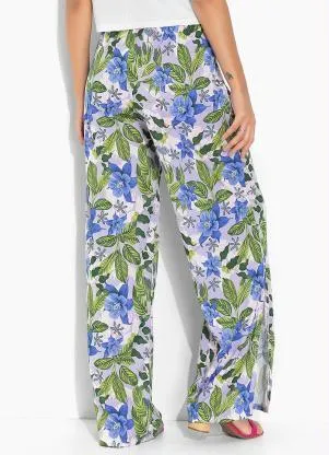 Moda Pop - Calça Floral Roxa com Fendas - MODA POP