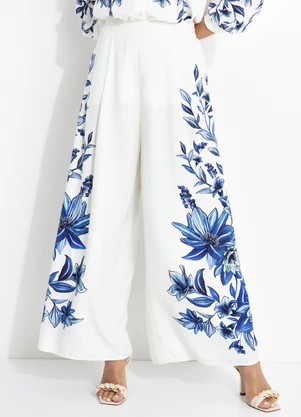 Farm - Calça Floral Tati Off White - FARM