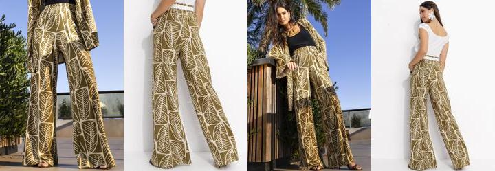 Cala Folhagem Abstrata em Malha de Viscose Text