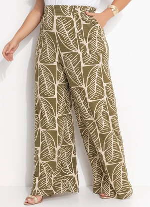 Quintess - Calça Folhagem Abstrata em Malha de Viscose Text - QUINTESS