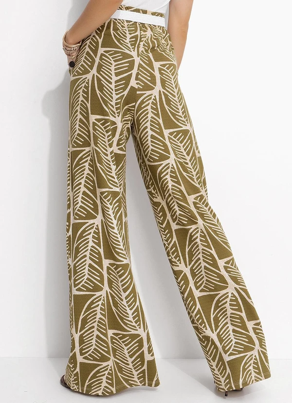 Quintess - Calça Folhagem Abstrata em Malha de Viscose Text 2