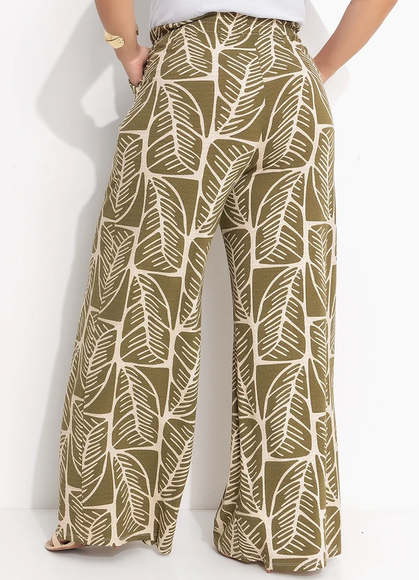 Quintess - Calça Folhagem Abstrata em Malha de Viscose Text 8